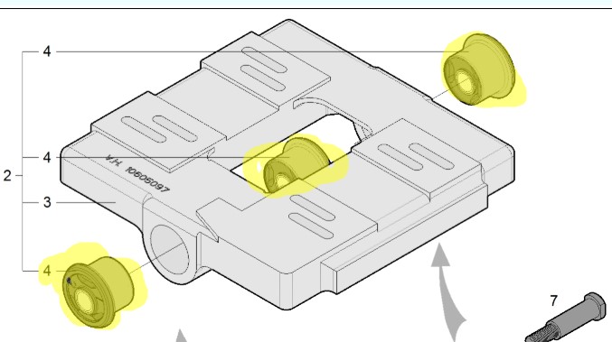 Rubber-metal support for conditioner compressor support FK50 Van Hool 10597936