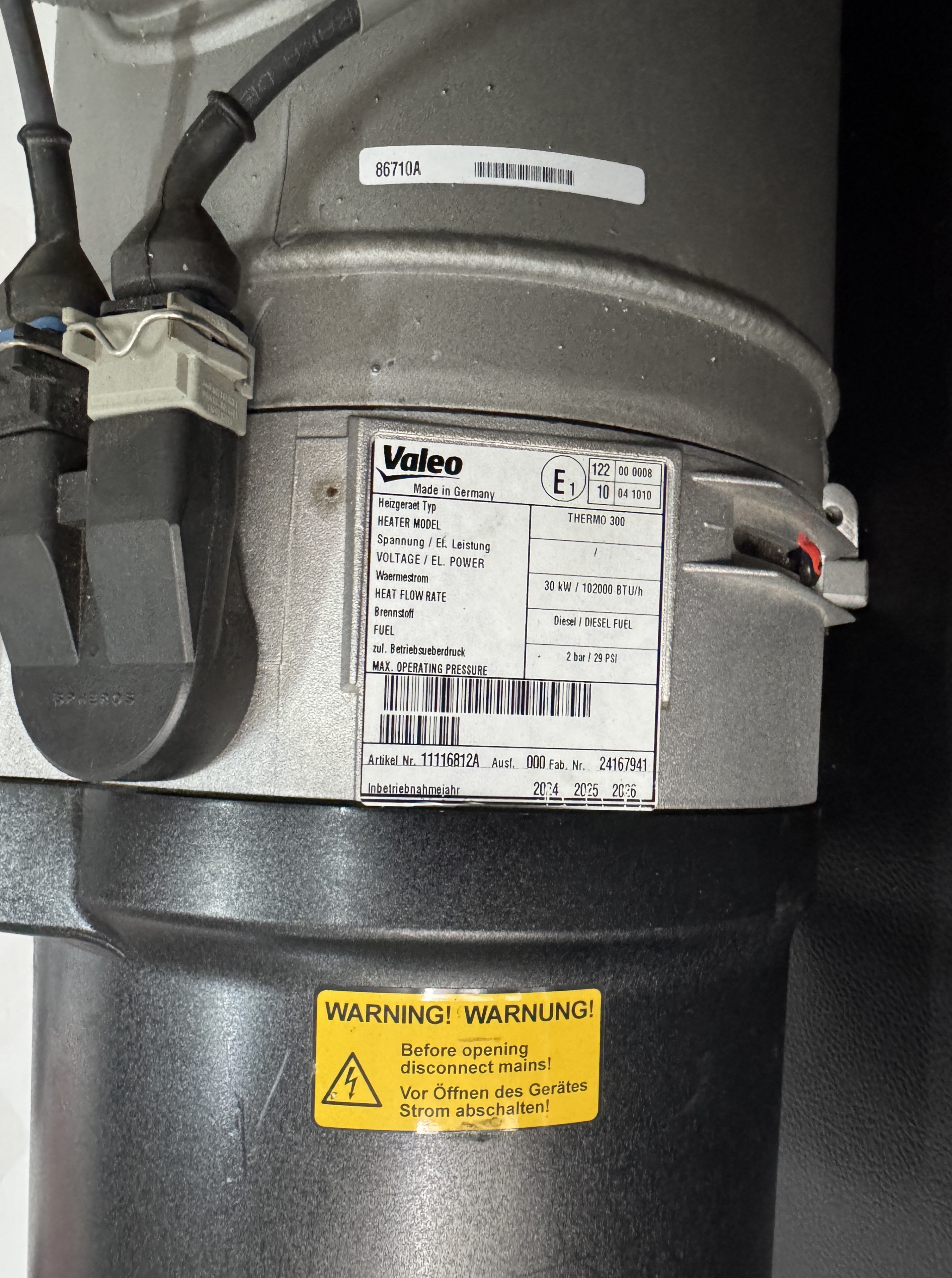 VLiquid self-contained heater Thermo S300 24V Van Hool 11264394