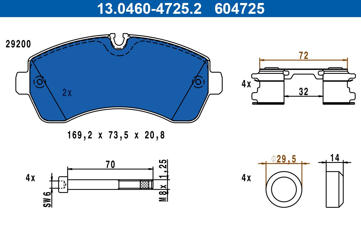 13.0460-4725.2 ATE Front Brake Pad Set