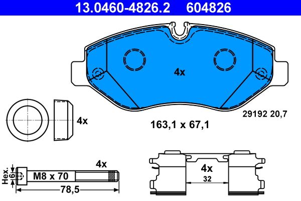 13.0460-4826.2 ATE Front Brake Pad Set