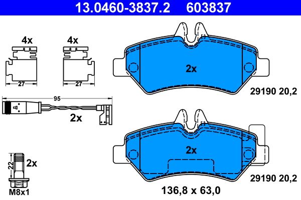 13.0460-3837.2 Rear brake pad set ATE