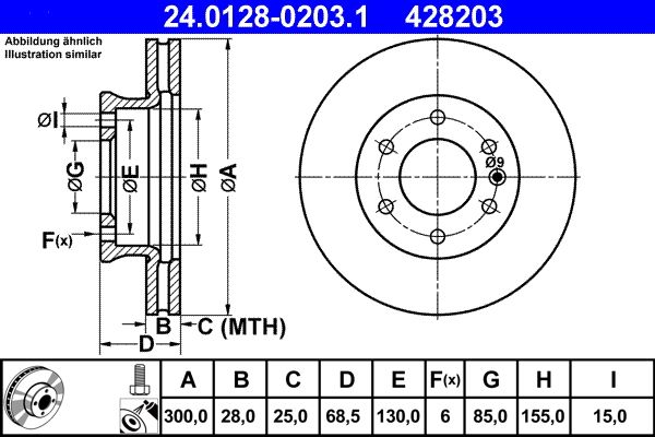 24.0128-0203.1 ATE Front Brake Disc