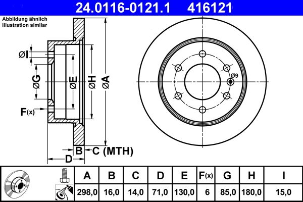24.0116-0121.1 ATE Rear Brake Disc