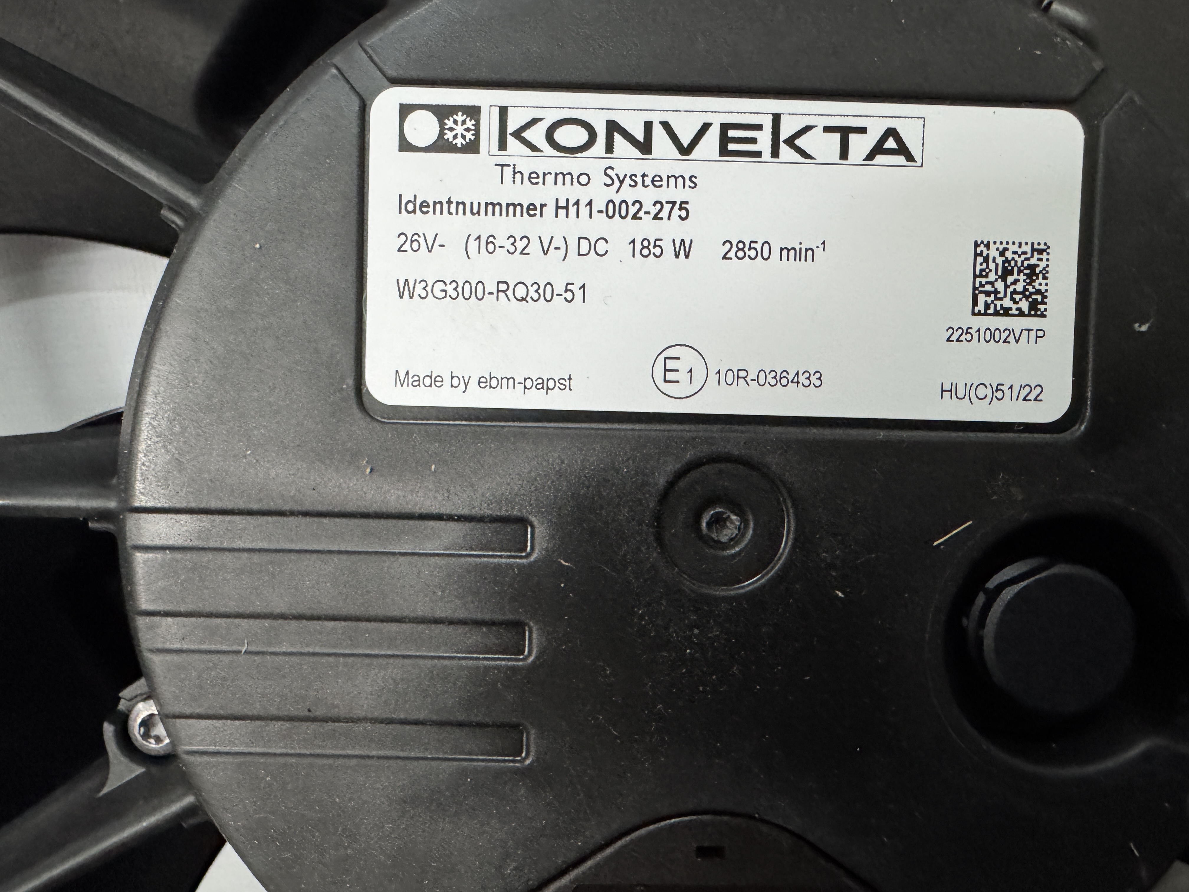 H11-002-275 KONVEKTA air conditioning system fan