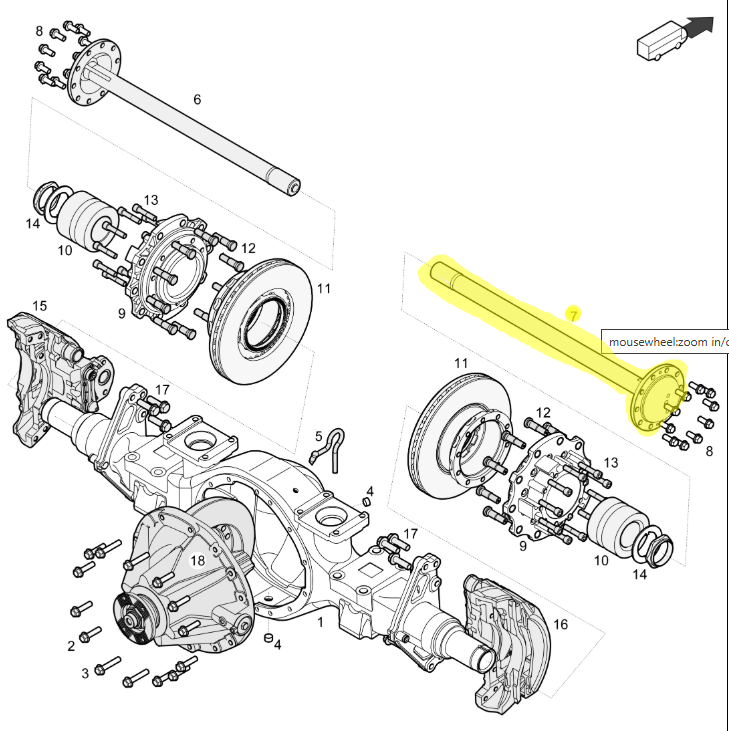 11047674 VAN HOOL Right Axle Shaft