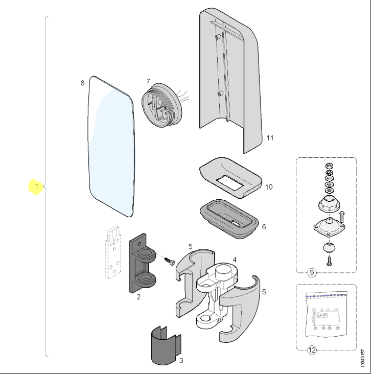 10614522 Van HOOL OE Left Driver Mirror Assembly
