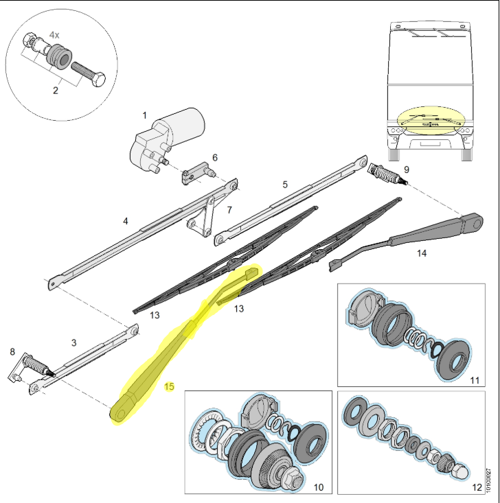 11528536 Van HOOL OE right wiper arm
