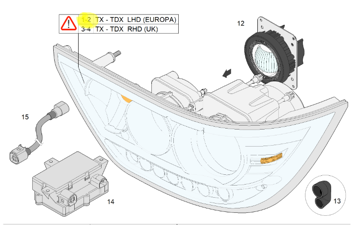 11449680 LHD VAN HOOL OE left headlamp