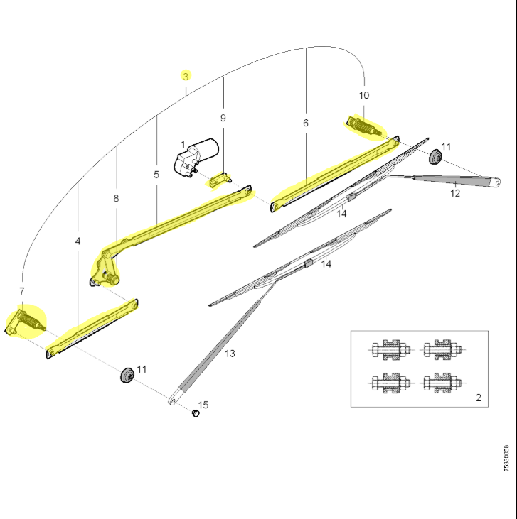 10973601 Van HOOL OE Wiper Traction Kit
