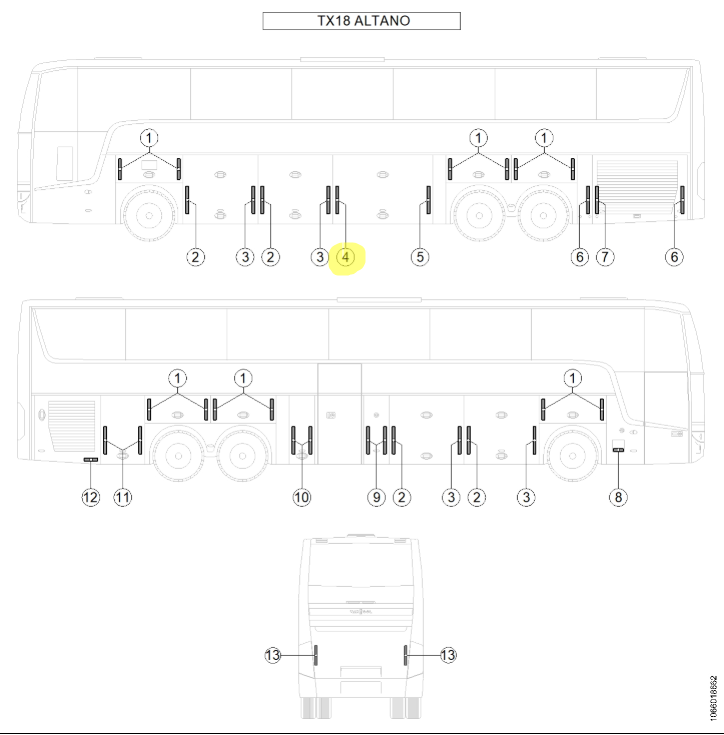 Amortizor de gaz 1500N pentru Van Hool – OE 11334644