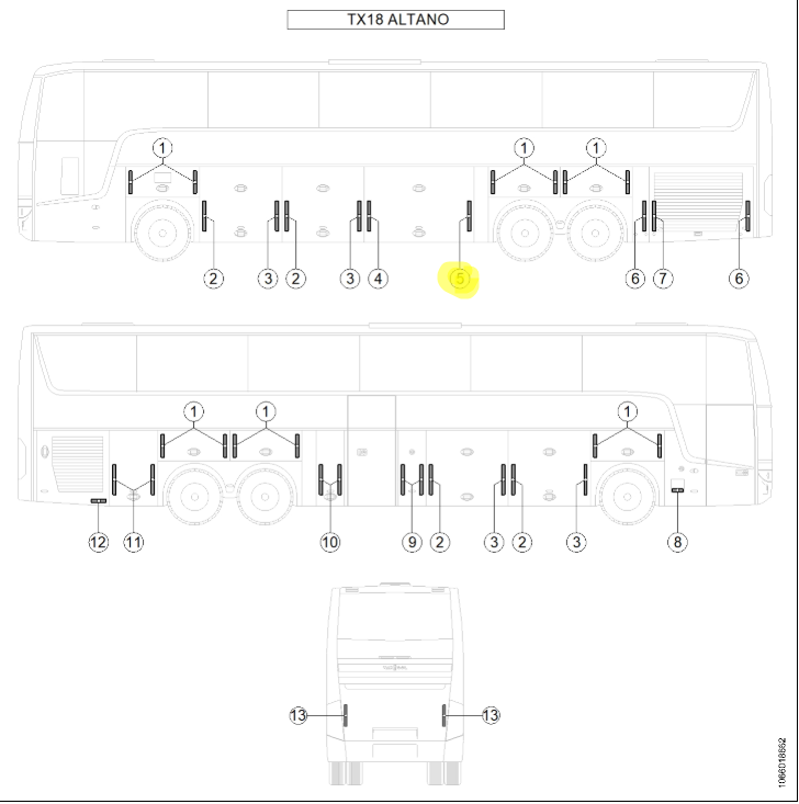 Amortizor de gaz 1300N pentru Van Hool  – OE 10706652
