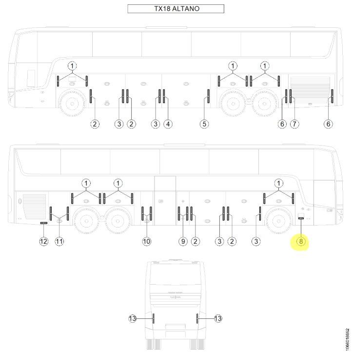 Amortizor cu gaz 100N pentru Van Hool – OE 10632244