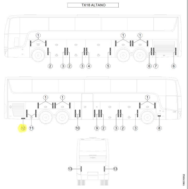 Amortizor de gaz 150N pentru Van Hool – OE 10741156